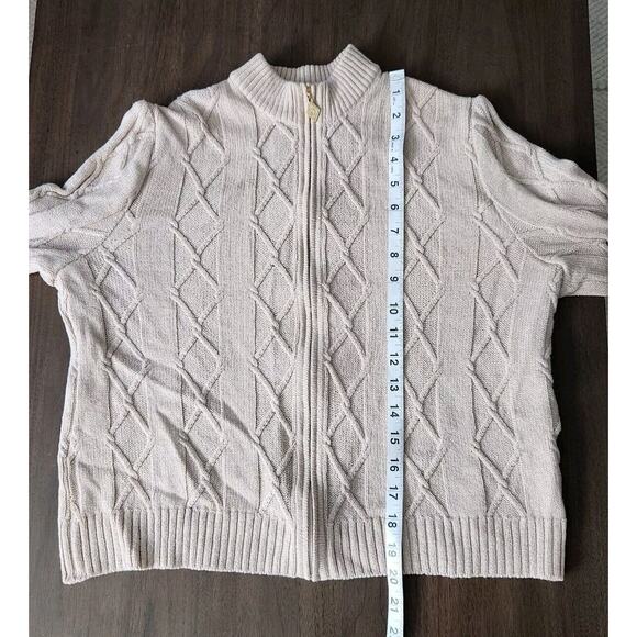St. John Sport Beige Long Sleeve Zip Up Knit Sweater Cardigan Size P - Picture 9 of 9